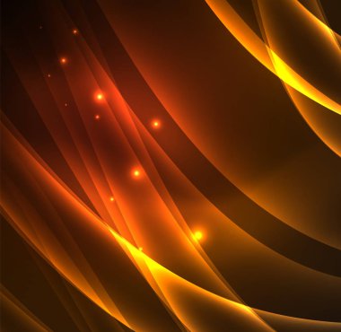 Enerji hatları, karanlıkta parlayan dalgalar vektör arka plan