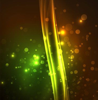 Enerji hatları, karanlıkta parlayan dalgalar vektör arka plan