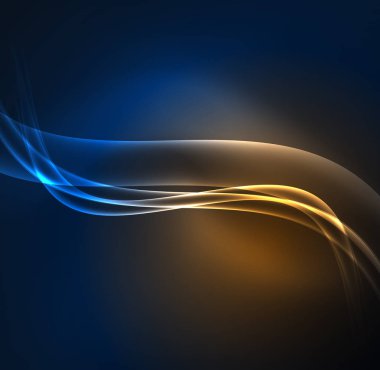 Enerji hatları, karanlıkta parlayan dalgalar vektör arka plan