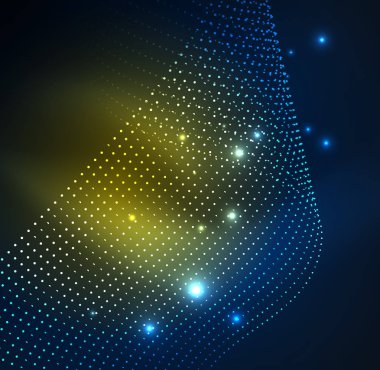 parlayan parçacıkların 3D ışıklı dalga