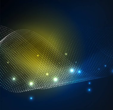 parlayan parçacıkların 3D ışıklı dalga