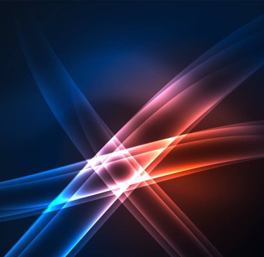 Enerji hatları, karanlıkta parlayan dalgalar vektör arka plan