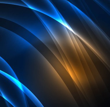 Enerji hatları, karanlıkta parlayan dalgalar vektör arka plan