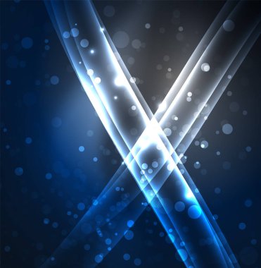 Enerji hatları, karanlıkta parlayan dalgalar vektör arka plan