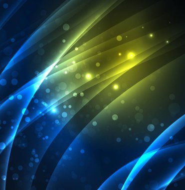 Enerji hatları, karanlıkta parlayan dalgalar vektör arka plan