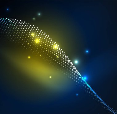 parlayan parçacıkların 3D ışıklı dalga