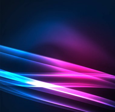 Enerji hatları, karanlıkta parlayan dalgalar vektör arka plan