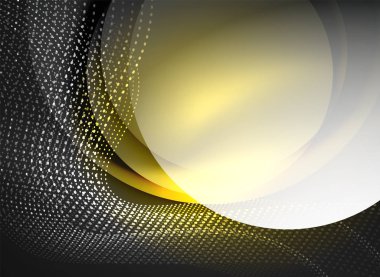 Parçacıklar koyu renk arka plan üzerinde oluşturulan parlayan dalga