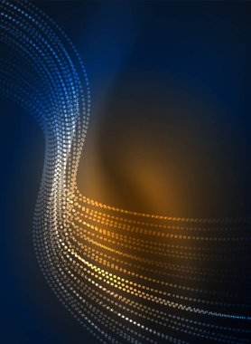 Parçacıklar koyu renk arka plan üzerinde oluşturulan parlayan dalga