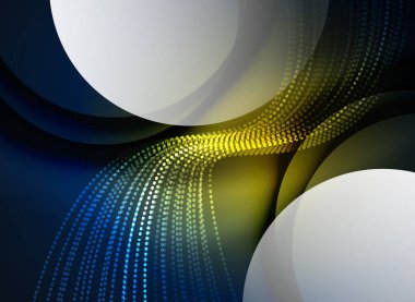 Parçacıklar koyu renk arka plan üzerinde oluşturulan parlayan dalga