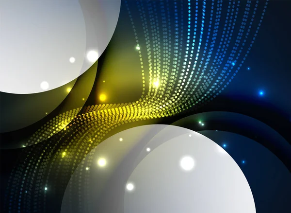 Parçacıklar koyu renk arka plan üzerinde oluşturulan parlayan dalga