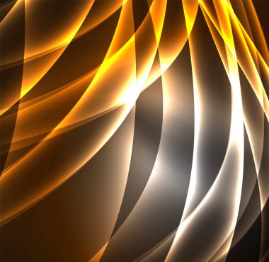 Enerji hatları, karanlıkta parlayan dalgalar vektör arka plan