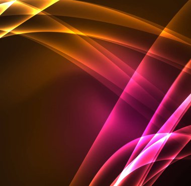 Enerji hatları, karanlıkta parlayan dalgalar vektör arka plan