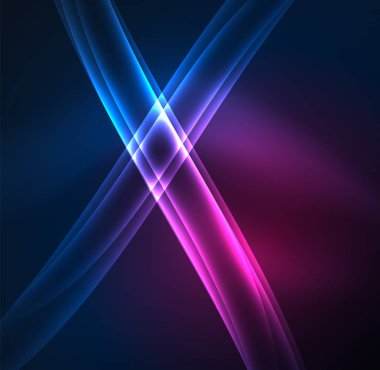 Enerji hatları, karanlıkta parlayan dalgalar vektör arka plan