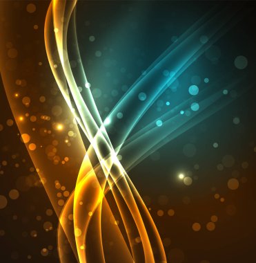 Enerji hatları, karanlıkta parlayan dalgalar vektör arka plan