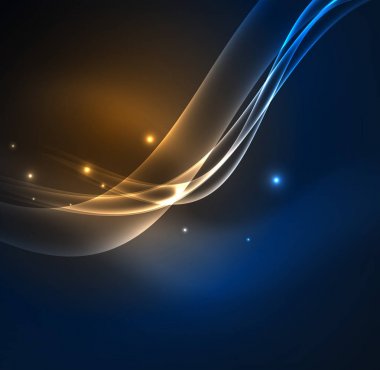 Enerji hatları, karanlıkta parlayan dalgalar vektör arka plan