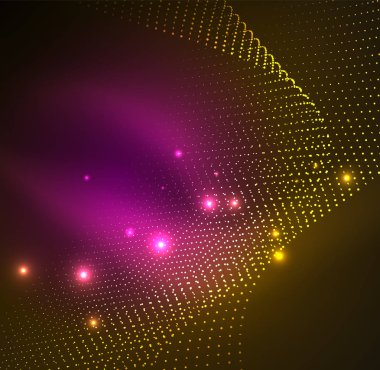 parlayan parçacıkların 3D ışıklı dalga