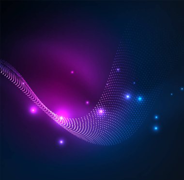 parlayan parçacıkların 3D ışıklı dalga