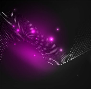 parlayan parçacıkların 3D ışıklı dalga