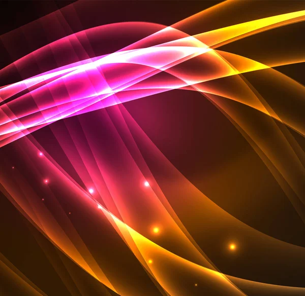 Enerji hatları, karanlıkta parlayan dalgalar vektör arka plan — Stok Vektör