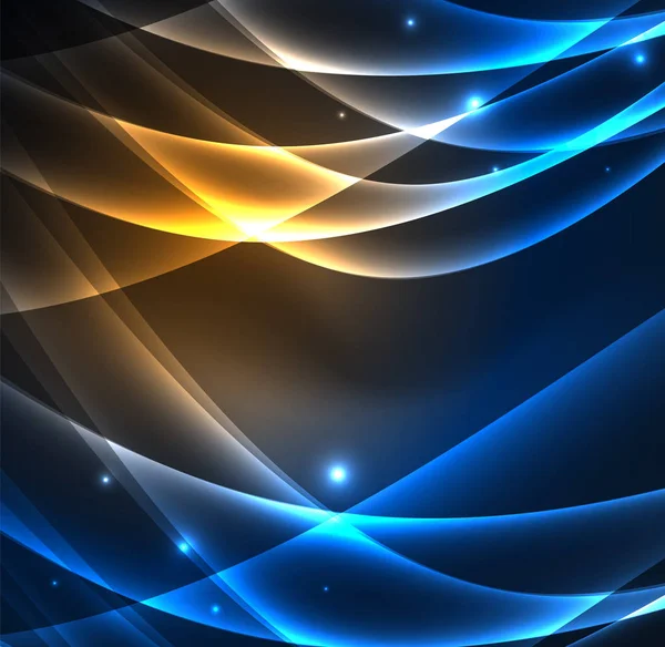 Enerji hatları, karanlıkta parlayan dalgalar vektör arka plan