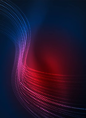 Parçacıklar koyu renk arka plan üzerinde oluşturulan parlayan dalga