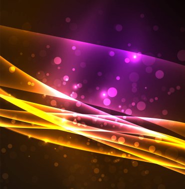 Enerji hatları, karanlıkta parlayan dalgalar vektör arka plan