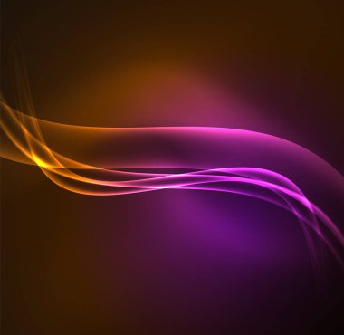 Enerji hatları, karanlıkta parlayan dalgalar vektör arka plan