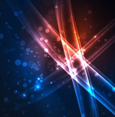 Enerji hatları, karanlıkta parlayan dalgalar vektör arka plan