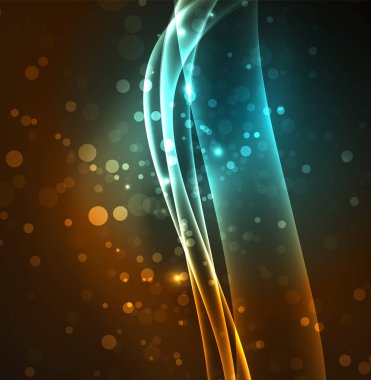 Enerji hatları, karanlıkta parlayan dalgalar vektör arka plan