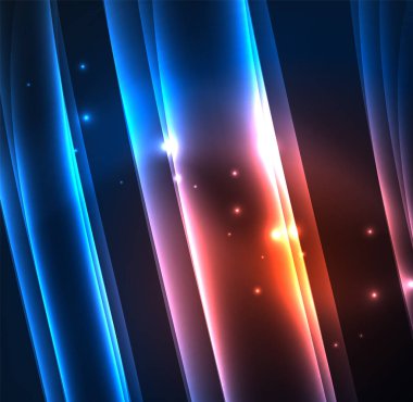 Enerji hatları, karanlıkta parlayan dalgalar vektör arka plan