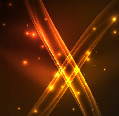 Enerji hatları, karanlıkta parlayan dalgalar vektör arka plan