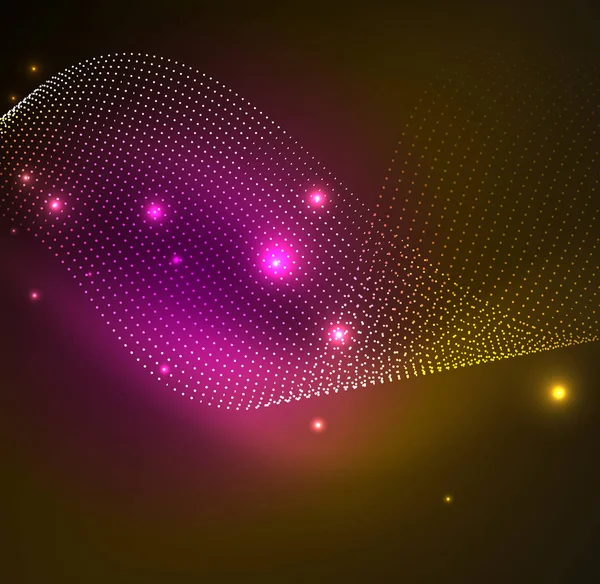 Onde lumineuse 3D de particules lumineuses — Image vectorielle