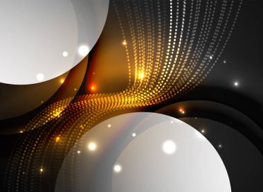 Parçacıklar koyu renk arka plan üzerinde oluşturulan parlayan dalga