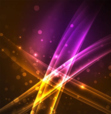 Enerji hatları, karanlıkta parlayan dalgalar vektör arka plan