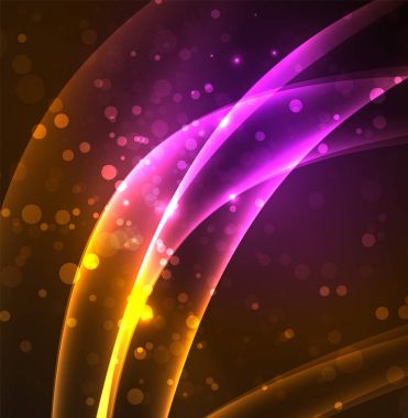 Enerji hatları, karanlıkta parlayan dalgalar vektör arka plan