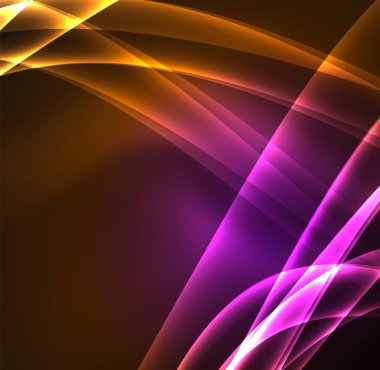 Enerji hatları, karanlıkta parlayan dalgalar vektör arka plan