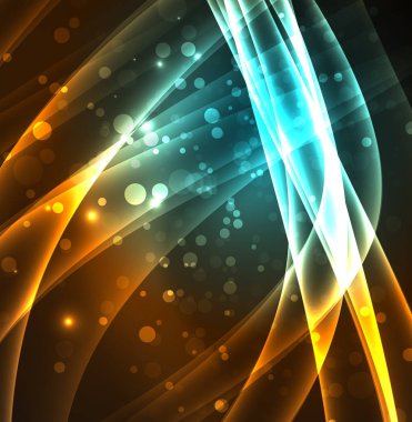 Enerji hatları, karanlıkta parlayan dalgalar vektör arka plan