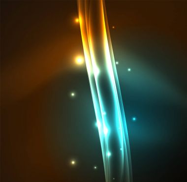 Enerji hatları, karanlıkta parlayan dalgalar vektör arka plan