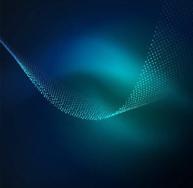 parlayan parçacıkların 3D ışıklı dalga