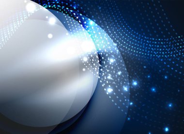 Parçacıklar koyu renk arka plan üzerinde oluşturulan parlayan dalga