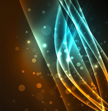 Enerji hatları, karanlıkta parlayan dalgalar vektör arka plan