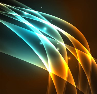 Enerji hatları, karanlıkta parlayan dalgalar vektör arka plan