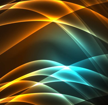 Enerji hatları, karanlıkta parlayan dalgalar vektör arka plan