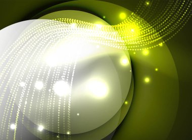 Parçacıklar koyu renk arka plan üzerinde oluşturulan parlayan dalga