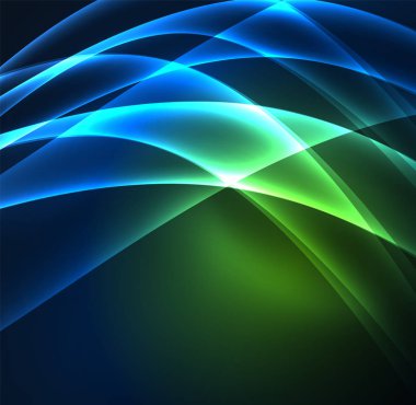 Enerji hatları, karanlıkta parlayan dalgalar vektör arka plan