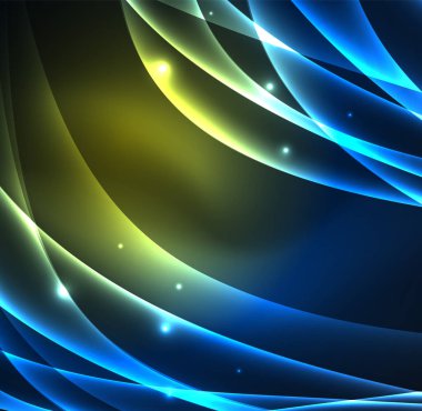 Enerji hatları, karanlıkta parlayan dalgalar vektör arka plan