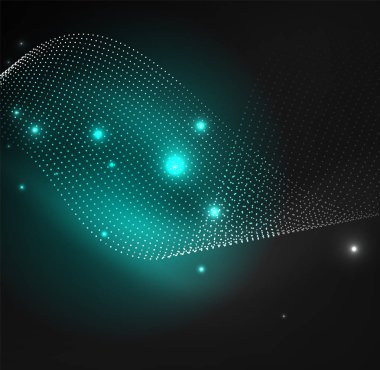 parlayan parçacıkların 3D ışıklı dalga