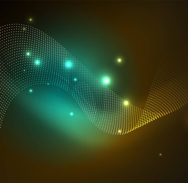 parlayan parçacıkların 3D ışıklı dalga