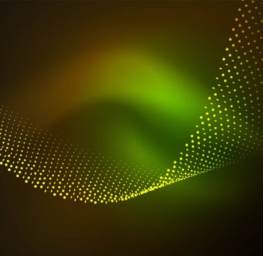 parlayan parçacıkların 3D ışıklı dalga